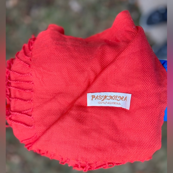 100% Pashmina Scarf Wrap Shawl — Coral — 28” x 72” - Picture 15 of 15